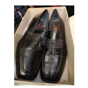 Vintage PETER FOX Black Loafers Tassels Shoes Size 9.5